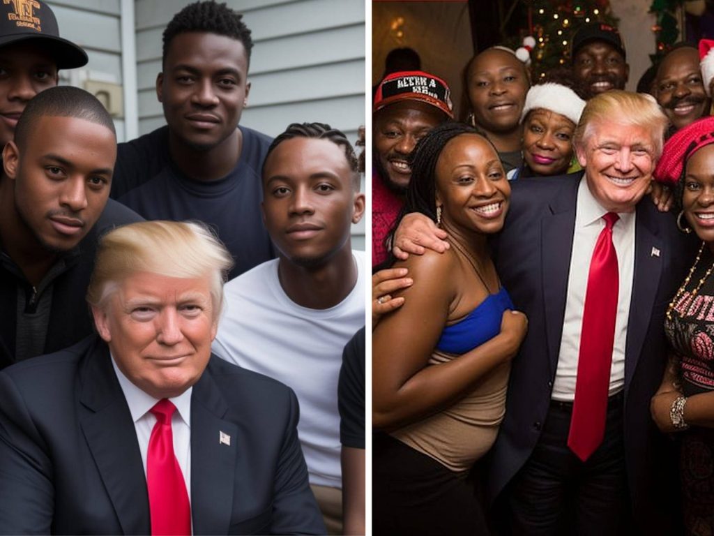 Fake photos of Trump with African-American supporters.